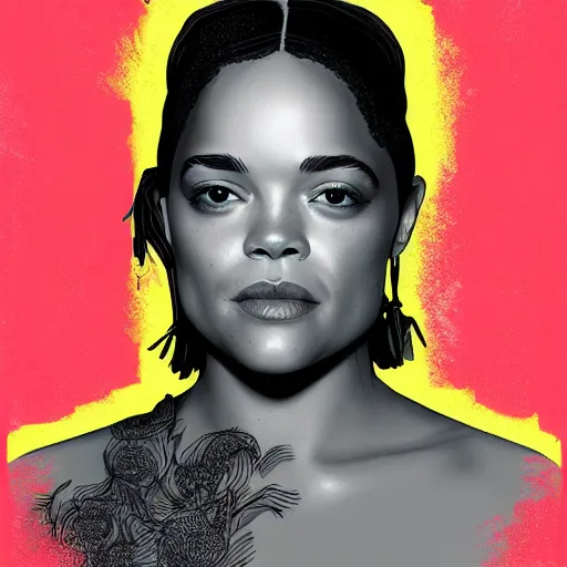 Prompt: portrait of Tessa Thompson, digital art