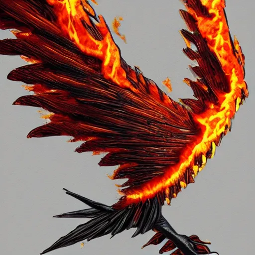 Prompt: a bird made out of flames, highly detailed, trending on artstation