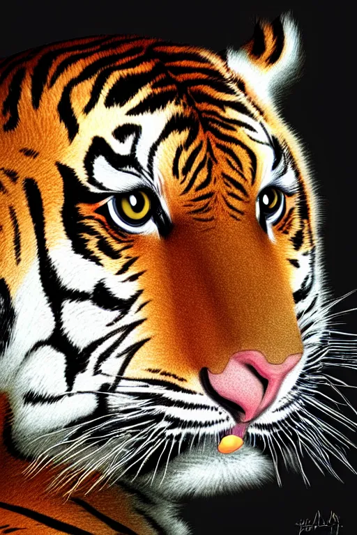 Image similar to kawaii tiger portrait, renaissance