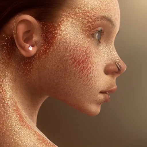 Prompt: a girl whose skin is made out of complex scientific visualisations with strong complex lines. cinematic 8 k, depth of field, bokeh.