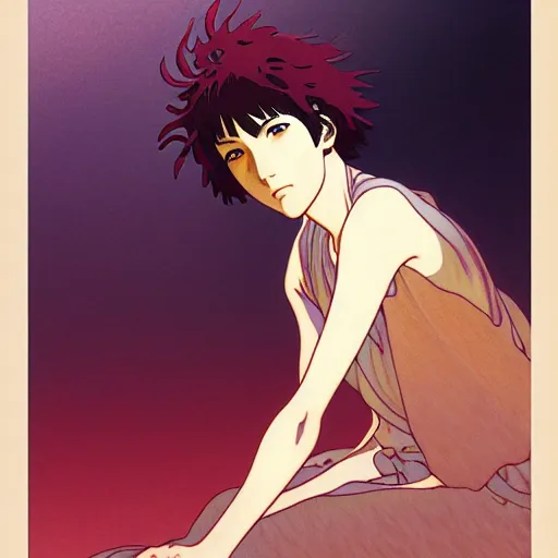 Prompt: the sandman, kyoto animation still, finely illustrated face, intricately detailed features, digital painting, makoto shinkai, painted by ilya kuvshinov and katsura masakazu and alphonse mucha and satoshi kon