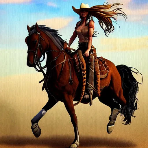 Prompt: cowboy girl riding a horse, spritesheet