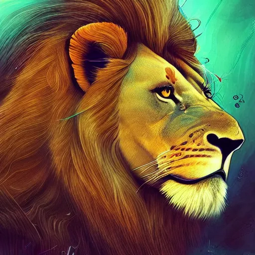 Image similar to lion by android jones