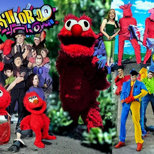 Prompt: Elmo's Bizarre Adventure