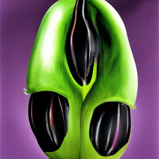 Prompt: huge eggplant looks like robot, digital art,