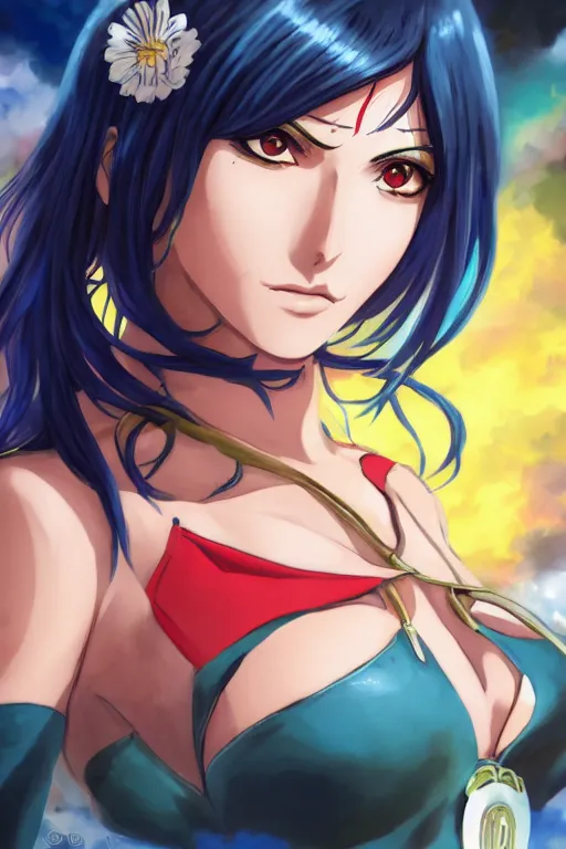 Image similar to nico robin as an anime art style, artstation, 4 k detailed