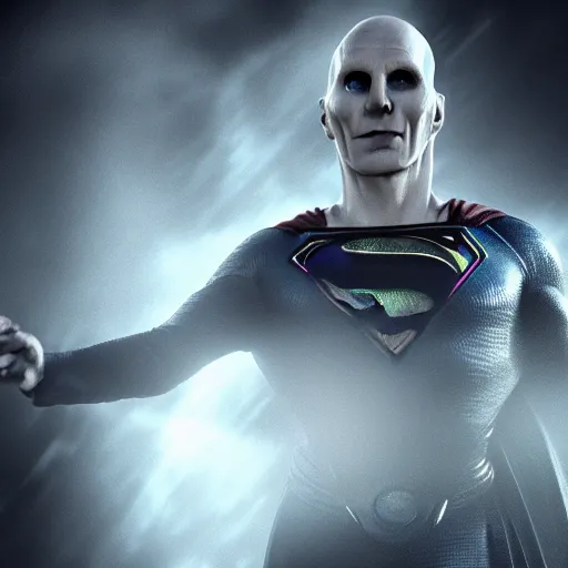 Prompt: Voldemort potrayed as Man of steel by Zack Snyder, Christopher Nolan, 8k photorealistic, cinematic lighting, HD, high details, dramatic, trending on artstation, above view, dark atmosphere