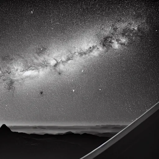 Prompt: stunning photograph of the milky way taken by ansel adams from a spaceship