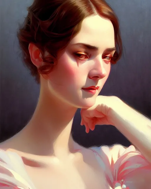 Image similar to stylized portrait of an artistic pose, composition, young fancy victorian lady, realistic shaded, fine details, realistic shaded lighting poster by ilya kuvshinov, magali villeneuve, artgerm, jeremy lipkin and michael garmash and rob rey