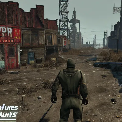 Image similar to Bruges post-nuclear war in Fallout 4, in game screenshot