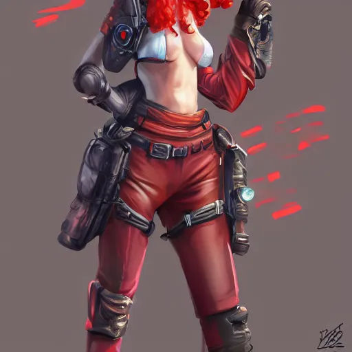 Image similar to a woman wearing a geeky outfit, full body shot, red hair, highly detailed, digital painting, artstation, concept art, smooth, sharp focus, illustration