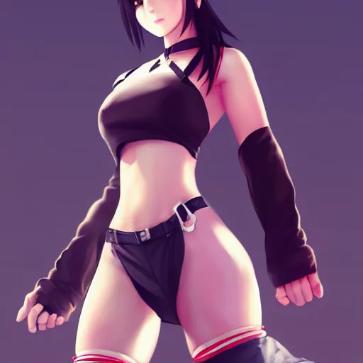 Image similar to full body shot of tifa lockhart by wlop, rossdraws, mingchen shen, bangkuart, sakimichan, yan gisuka, jeongseok lee, artstation, 4k