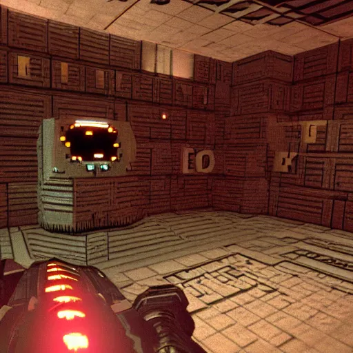 Prompt: doom level from the video game doom, doom wad