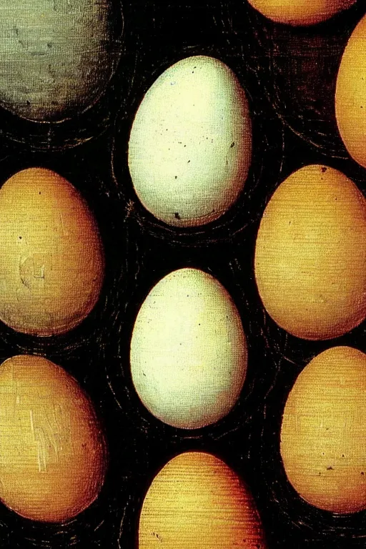 Image similar to hieronymus bosch painting of egg faces