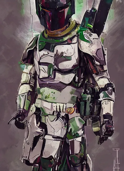 Image similar to batman x boba fett, digital art, character mashup, epic lighting, combination art