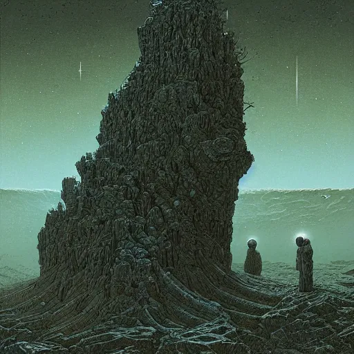 Image similar to seti dishes by dan mumford and beksinski, gustave dore, artstation