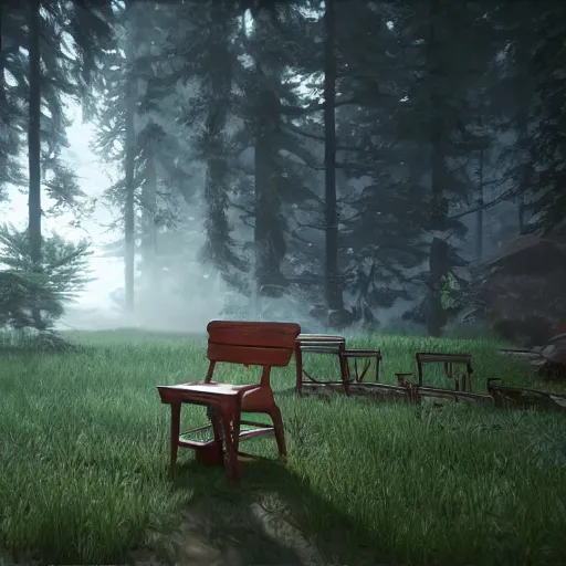 Prompt: chair in the forest wenjun lin unreal engine 5