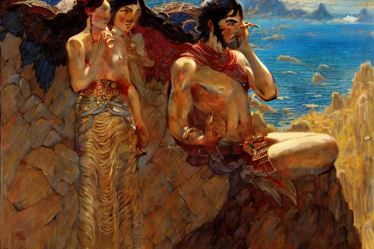 Prompt: tales from earthsea, painting by gaston bussiere, craig mullins, j. c. leyendecker, tom of finland