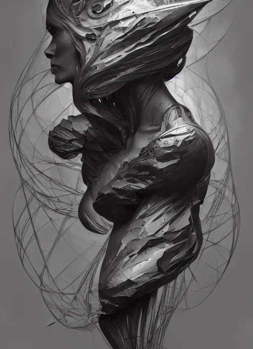 Prompt: charcoal painting of a scultpture, distorted, abstract, creepy, intricate, elegant, highly detailed, ray tracing, digital painting, artstation, concept art, smooth, sharp focus, illustration, art by artgerm and greg rutkowski and alphonse mucha, 8 k