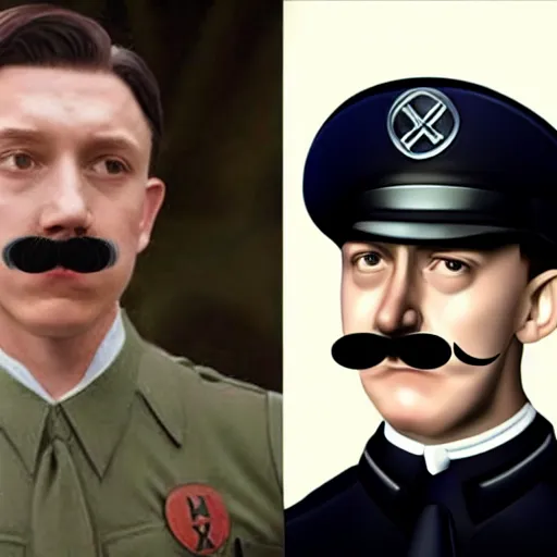 Image similar to tom holland as adolf hitler with short rectangular mustache