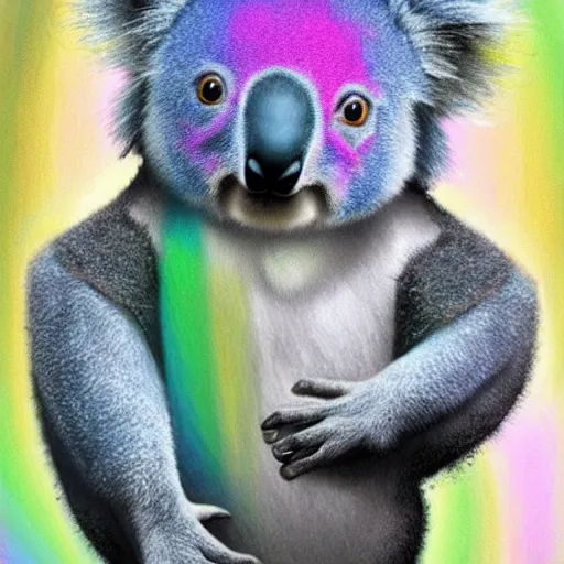 Image similar to koala with rainbow color fur