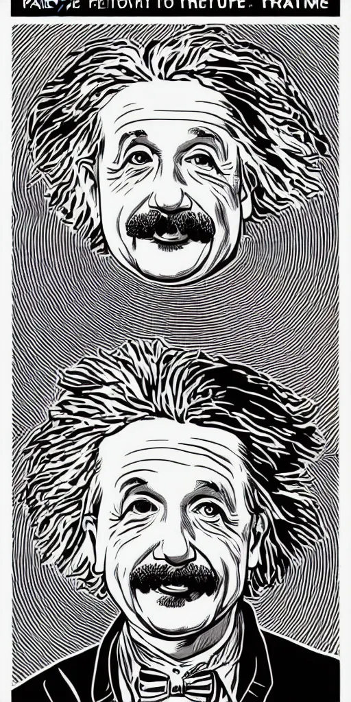 Image similar to portrait of albert einstein in front of a space - time diagram, by laurie greasley