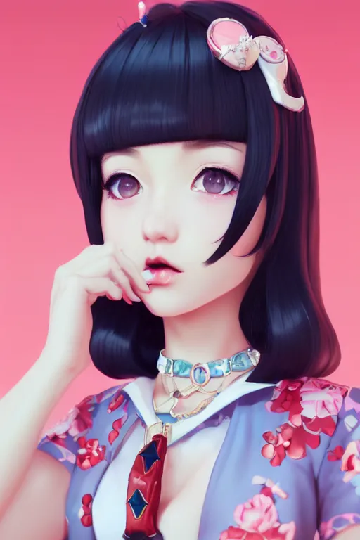 Image similar to a pin up and beautiful fashion charming dreamlke japan girl with lv jewelry, character art, art by wlop and and ilya kuvshinov, hyperdetailed, 8 k realistic, symmetrical, frostbite 3 engine, cryengine, dof, trending on artstation, digital art