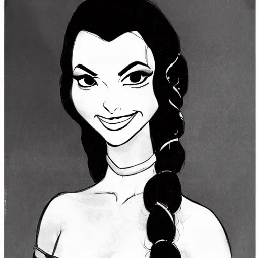 Prompt: milt kahl sketch of victoria justice with done up hair, tendrils covering face and ponytail as princess padme from star wars episode 3