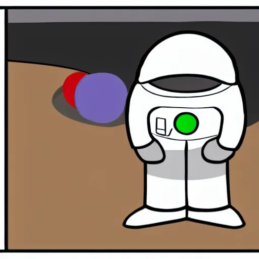 Image similar to quirky round man wearing a space suit full body no arms cartoon style