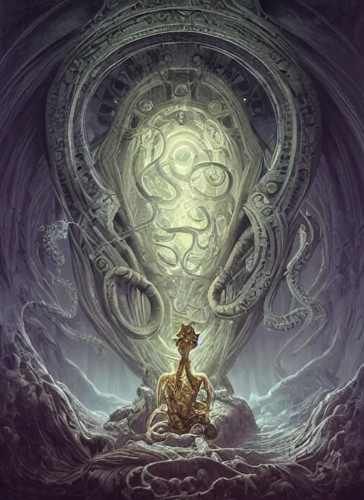 Image similar to lovecraft deity, elegant, highly detailed, centered, digital painting, artstation, concept art, smooth, sharp focus, illustration, artgerm, tomasz alen kopera, peter mohrbacher, donato giancola, joseph christian leyendecker, wlop, frank frazetta