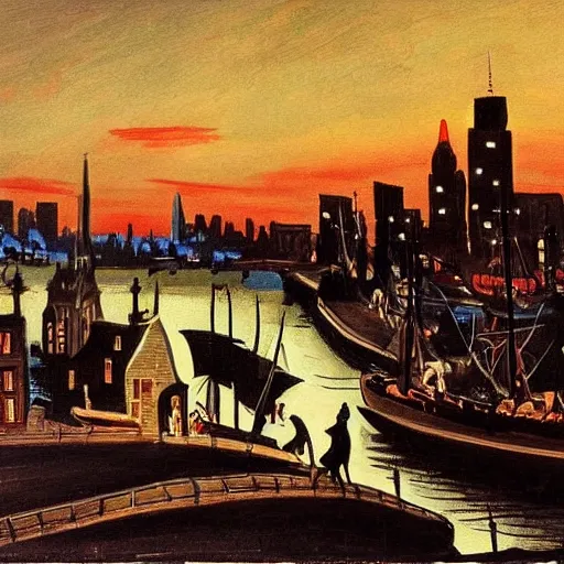 Prompt: painting of boston by michel delacroix, very detailed, high quality