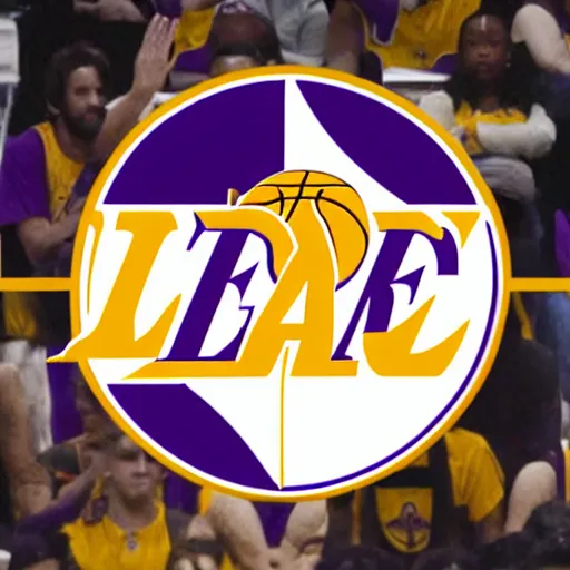 Prompt: Logo of Jesus playing with the LA Lakers