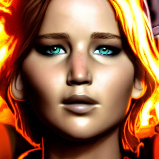 Image similar to jennifer lawrence portrait, borderlands, tales from the borderlands, the wolf among us, comic, cinematic lighting, studio quality, 8 k