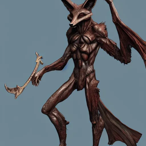 Prompt: male anthro anthropomorphic human like fox demon alien creature monument stands on the fallen moon empire,