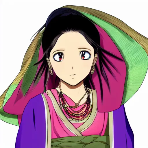 Image similar to a nepali woman, anime style