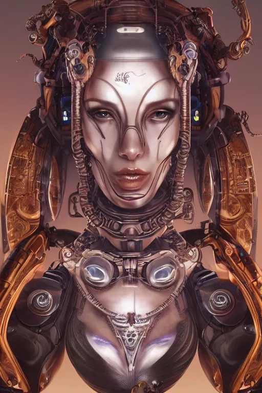 Prompt: twin Alien Robot concubines, facial tattoos, artists portrait, biomechanical, oppai, fantasy, highly detailed, photograph, concept art, sharp focus, depth of field blur, Mandelbrot fractal, art by artgerm and greg rutkowski and alphonse mucha and trevor brown, octane render