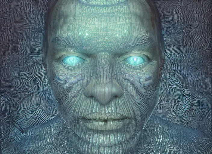 Prompt: face in water, neon, they are watching, RGB, glowing wires everywhere, pristine, by Edgar Maxence and Ross Tran, Zdzisław Beksiński, and Michael Whelan, distant, gustav dore, H.R. Giger, 8k, octane render