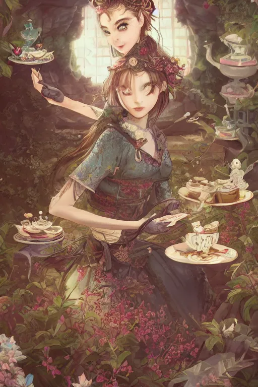 Image similar to Ryu at a Tea Party, cute, fantasy, intricate, elegant, highly detailed, digital painting, 4k, HDR, concept art, smooth, sharp focus, illustration, art by sakimichan