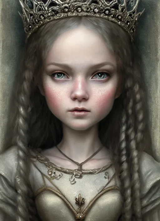 Image similar to highly detailed closeup portrait of a fairytale medieval princess, unreal engine, nicoletta ceccoli, mark ryden, lostfish, earl norem, global illumination, god rays, detailed and intricate environment