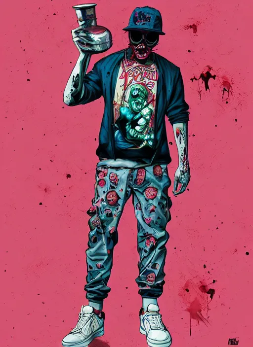 Prompt: zombie full body male modeling hiphop streetwear drip, tristan eaton, victo ngai, artgerm, rhads, ross draws