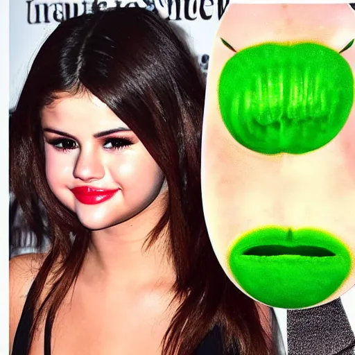 Image similar to selena gomez transformed into celery