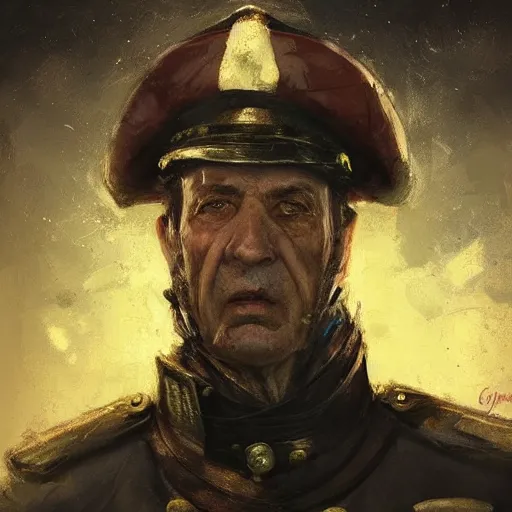 Image similar to portrait of an old spanish captain manuel fraga iribarne, colourised, face portrait, epic, tragic, military art, fantasy, dieselpunk, hd shot, digital portrait, beautiful, artstation, comic style, by artgerm, guy denning, jakub rozalski, magali villeneuve and charlie bowater