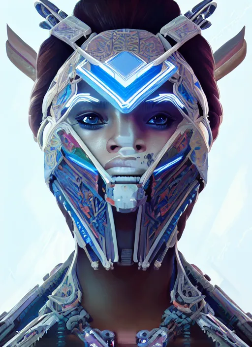 Image similar to symmetry!! portrait of machine from horizon zero dawn, intricate, elegant, highly detailed, digital painting, artstation, concept art, smooth, sharp focus, illustration, art by artgerm and greg rutkowski and alphonse mucha, 8 k