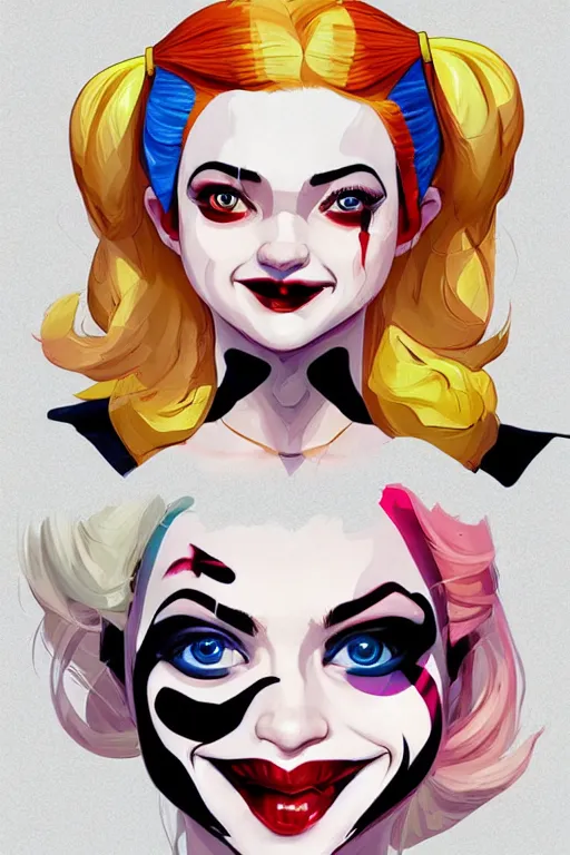 Image similar to julia garner as harley quinn, as delirium of the endless, the sandman, clean cel shaded vector art. shutterstock. behance hd by lois van baarle, artgerm, helen huang, by makoto shinkai and ilya kuvshinov, rossdraws, illustration