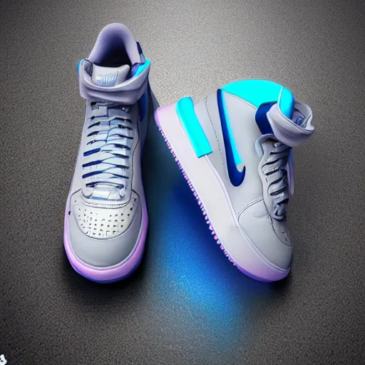 Image similar to nike airforce from cyberpunk 2 0 7 7, 3 d, ultra - realistic