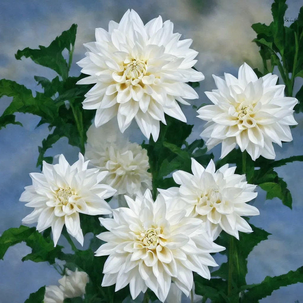 Prompt: beautiful white dahlia flower painterly emotionally evoki