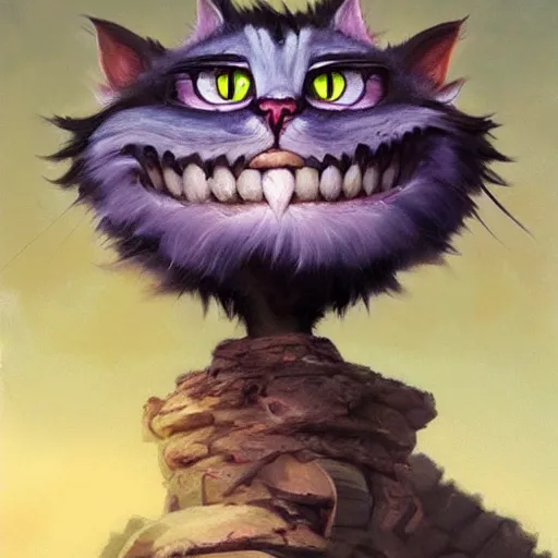 Image similar to Cheshire Cat oil painting trending on artstation, art by greg rutkowski,