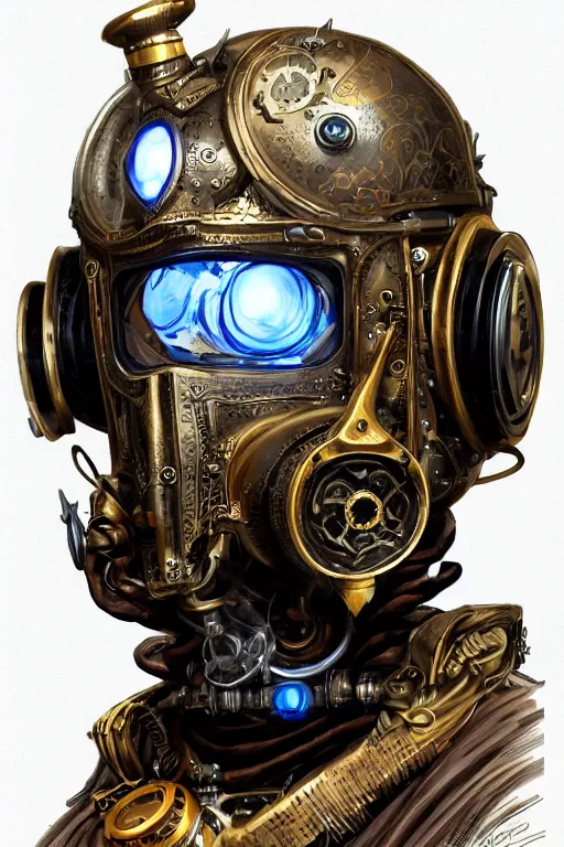 Image similar to steampunk helmet fantasy art mask robot ninja stylized digital illustration sharp focus, elegant intricate digital painting artstation concept art global illumination ray tracing advanced technology chaykin howard and campionpascale and cooke darwyn and davis jack