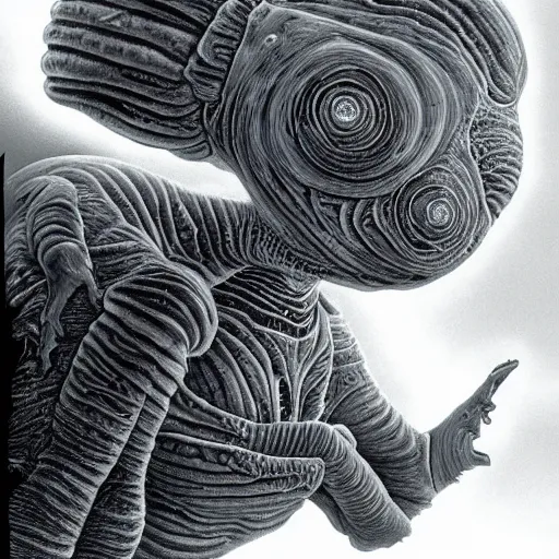 Image similar to the alien cosmic transcendent tardigrade that awaits you at the end of all of space and time. by les edwards and ansel adams