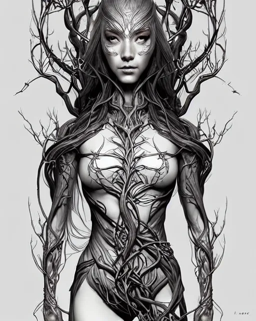 Image similar to digital art, centered elven body made with intricate roots, by James Jean and by artgerm, by ross tran , ultradetailed, charachter design, concept art, trending on artstation,